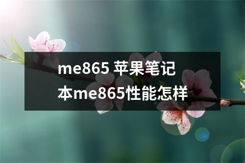 me865 苹果笔记本me865性能怎样