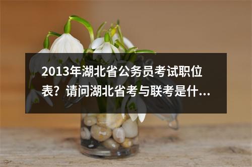2013年湖北省公务员考试职位表？请问湖北省考与联考是什么关系