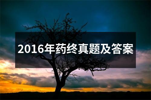 2016年药终真题及答案