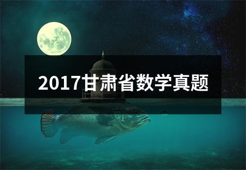 2017甘肃省数学真题