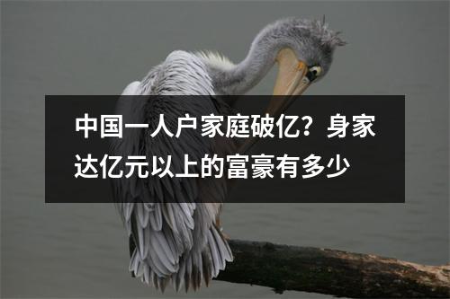 中国一人户家庭破亿？身家达亿元以上的富豪有多少