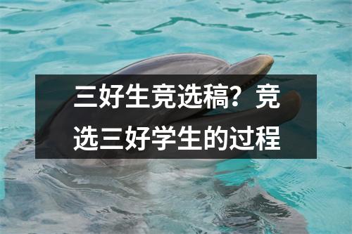 三好生竞选稿？竞选三好学生的过程
