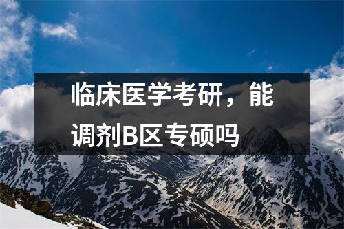 临床医学考研，能调剂B区专硕吗
