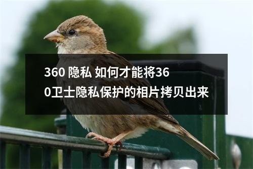 360 隐私 如何才能将360卫士隐私保护的相片拷贝出来