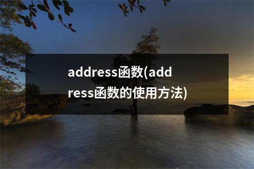 address函数(address函数的使用方法)