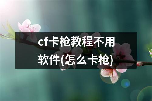 cf卡枪教程不用软件(怎么卡枪)