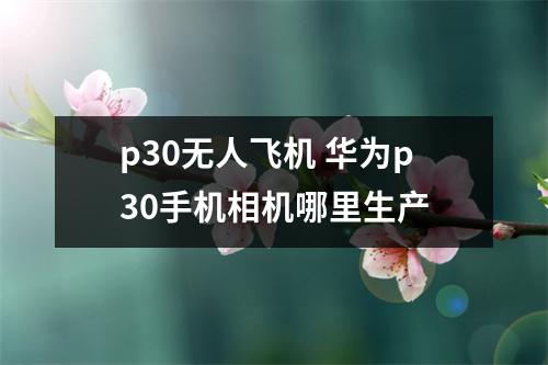 p30无人飞机 华为p30手机相机哪里生产